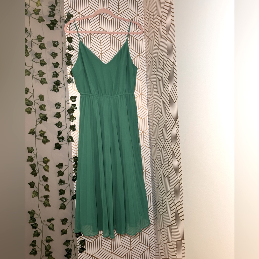 ASOS green pleated dress! Size 6! Spaghetti straps